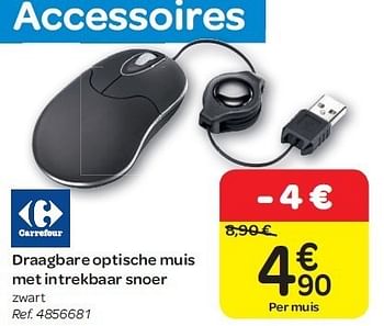 Promoties Draagbare optische muis met intrekbaar snoer - Carrefour - Geldig van 15/02/2012 tot 27/02/2012 bij Carrefour