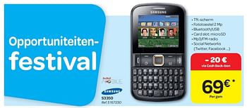 Promotions Samsung s3350 - Samsung - Valide de 15/02/2012 à 27/02/2012 chez Carrefour