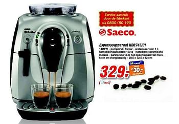 Promoties Espressoapparaat hd8745-01 - Philips - Geldig van 15/02/2012 tot 28/02/2012 bij Makro