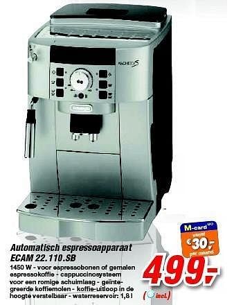 Promoties Automatisch espressoapparaat ecam 22.110.sb - Delonghi - Geldig van 15/02/2012 tot 28/02/2012 bij Makro