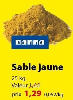 Promotions Sable jaune - Produit maison - Gamma - Valide de 15/02/2012 à 27/02/2012 chez Gamma