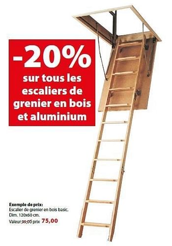Promotions Escalier de grenier en bois basic - Produit maison - Gamma - Valide de 15/02/2012 à 27/02/2012 chez Gamma
