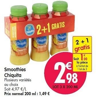 Promotions Smoothies chiquita - Chiquita - Valide de 15/02/2012 à 21/02/2012 chez Match