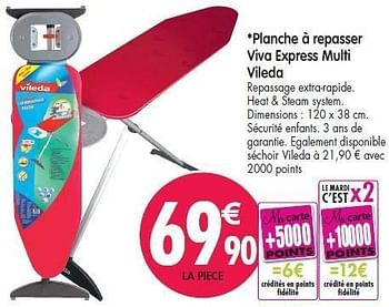 Promoties Planche à repasser viva express multi vileda - Vileda - Geldig van 15/02/2012 tot 21/02/2012 bij Match