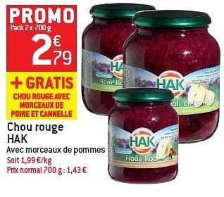 Promoties Chou rouge hak - Hak - Geldig van 15/02/2012 tot 21/02/2012 bij Match Food & More