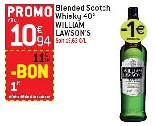 Promoties Blended scotch whisky 40° william lawson`s - William Lawson's - Geldig van 15/02/2012 tot 21/02/2012 bij Match Food & More