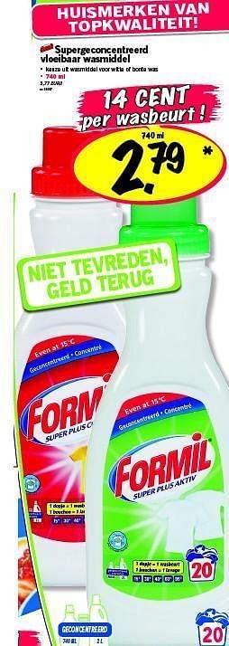 Promoties Supergeconcentreerd vloeibaar wasmiddel - Formil - Geldig van 16/02/2012 tot 22/02/2012 bij Lidl