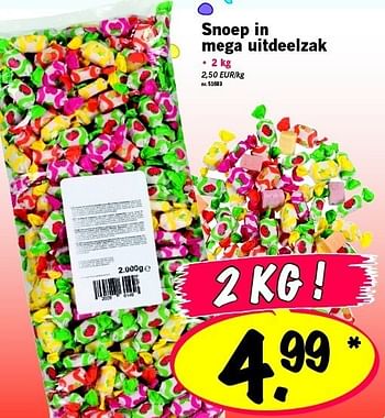 Promoties Snoep in mega uitdeelzak - Huismerk - Lidl - Geldig van 16/02/2012 tot 22/02/2012 bij Lidl