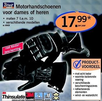 Promoties Motorhandschoenen voor dames of heren - Crivit - Geldig van 20/02/2012 tot 22/02/2012 bij Lidl
