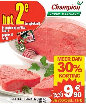 Promoties Rundergebraad en -steak - Huismerk - Champion - Geldig van 28/02/2012 tot 11/03/2012 bij Champion