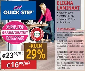 Promoties Eligna laminaat - QuickStep - Geldig van 07/03/2012 tot 31/03/2012 bij Bouwcenter Frans Vlaeminck