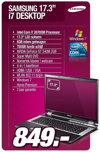 Promoties I7 desktop - Samsung - Geldig van 07/03/2012 tot 24/03/2012 bij VCD