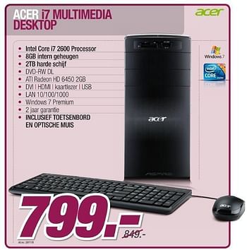 Promoties I7 multimedia desktop - Acer - Geldig van 07/03/2012 tot 24/03/2012 bij VCD