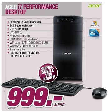 Promoties I7 performance desktop - Acer - Geldig van 07/03/2012 tot 24/03/2012 bij VCD