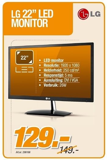 Promoties Led monitor - LG - Geldig van 07/03/2012 tot 24/03/2012 bij VCD