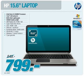 Promoties Laptop - HP - Geldig van 07/03/2012 tot 24/03/2012 bij VCD