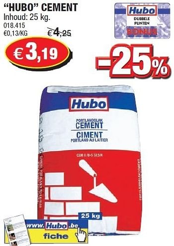 Promoties Hubo cement - Huismerk - Hubo  - Geldig van 14/03/2012 tot 25/03/2012 bij Hubo