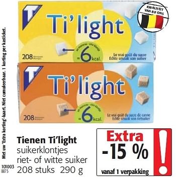 Promoties Tienen ti`light suikerklontjes riet- of witte suiker - Tienen - Geldig van 14/03/2012 tot 27/03/2012 bij Colruyt
