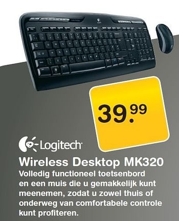 Promoties Wireless desktop mk320 - Logitech - Geldig van 17/03/2012 tot 01/04/2012 bij MyCom