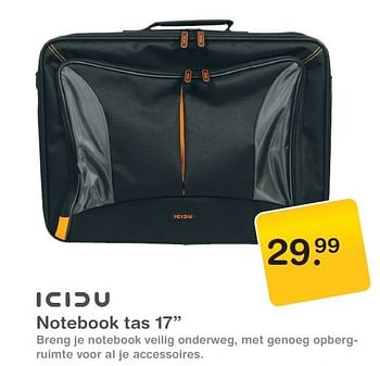 Promoties Notebook tas - Icidu - Geldig van 17/03/2012 tot 01/04/2012 bij MyCom