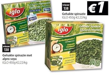 Promoties Gehakte spinazie met alpro soya - Iglo - Geldig van 20/03/2012 tot 31/03/2012 bij O'Cool