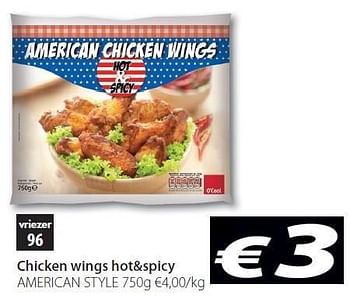 Promoties Chicken wings hot&spicy - American Style - Geldig van 20/03/2012 tot 31/03/2012 bij O'Cool