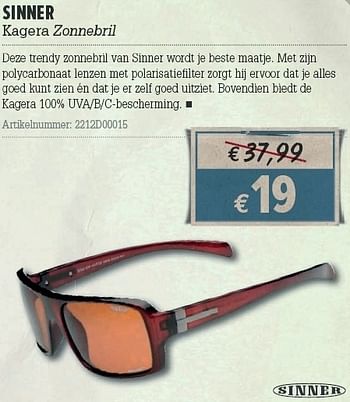 Promoties Kagera zonnebril - Sinner - Geldig van 21/03/2012 tot 08/04/2012 bij A.S.Adventure