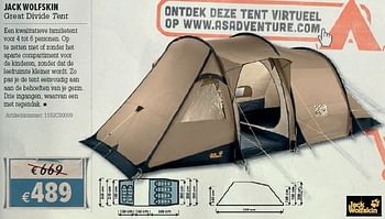 Promoties Great divide tent - Jack Wolfskin - Geldig van 21/03/2012 tot 08/04/2012 bij A.S.Adventure
