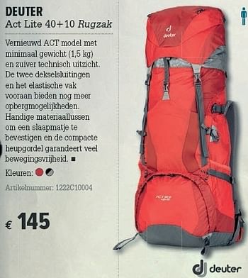 Promoties Act lite 40+10 rugzak - Deuter - Geldig van 21/03/2012 tot 08/04/2012 bij A.S.Adventure