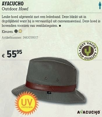 Promoties Outdoor hoed - AYACUCHO - Geldig van 21/03/2012 tot 08/04/2012 bij A.S.Adventure