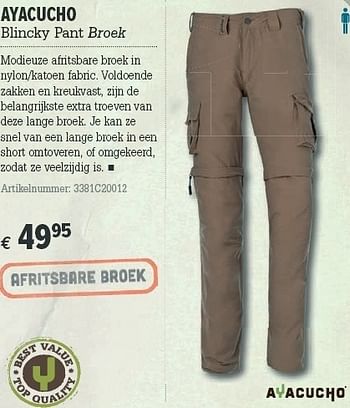 Promoties Blincky pant broek - AYACUCHO - Geldig van 21/03/2012 tot 08/04/2012 bij A.S.Adventure
