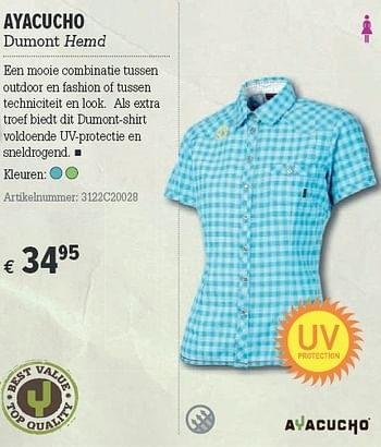 Promoties Dumont hemd - AYACUCHO - Geldig van 21/03/2012 tot 08/04/2012 bij A.S.Adventure