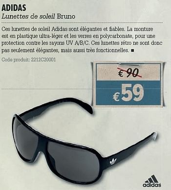 Promoties Lunettes de soleil bruno - Adidas - Geldig van 21/03/2012 tot 08/04/2012 bij A.S.Adventure