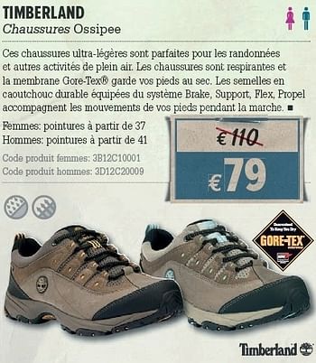 Promotions Chaussures ossipee - Timberland - Valide de 21/03/2012 à 08/04/2012 chez A.S.Adventure