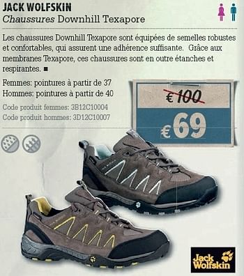 Promotions Chaussures downhill texapore - Jack Wolfskin - Valide de 21/03/2012 à 08/04/2012 chez A.S.Adventure