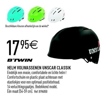 Promoties Helm volwassenen unscar classik - bTwin - Geldig van 24/03/2012 tot 06/04/2012 bij Decathlon