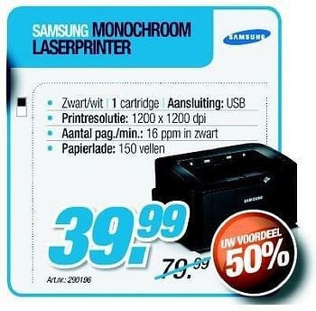 Promotions Monochroom laserprinter - Samsung - Valide de 29/03/2012 à 21/04/2012 chez Auva
