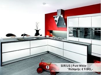 Promotions Sirius | pure white - Produit maison - Cuisines Dovy - Valide de 01/04/2012 à 13/05/2012 chez Cuisines Dovy