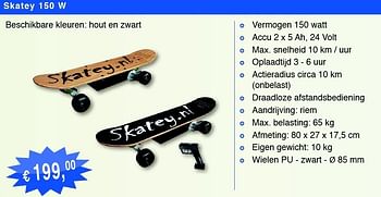 Promoties Skatey 150w - Skatey.nl - Geldig van 01/04/2012 tot 06/08/2012 bij Distrisales