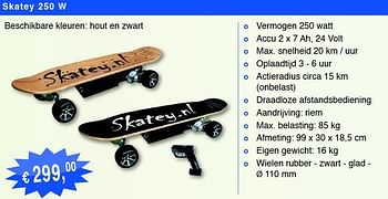 Promoties Skatey 250w - Skatey.nl - Geldig van 01/04/2012 tot 06/08/2012 bij Distrisales