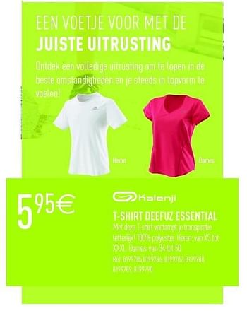 Promoties T-shirt deefuz essential - Kalenji - Geldig van 07/04/2012 tot 20/04/2012 bij Decathlon