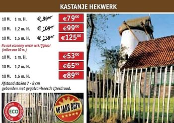 Promoties Kastanje hekwerk - Huismerk - Bouwcenter Frans Vlaeminck - Geldig van 09/04/2012 tot 30/04/2012 bij Bouwcenter Frans Vlaeminck