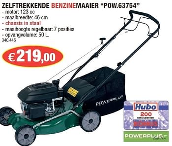 Promoties Zelftrekkende benzinemaaier pow.63754 - Powerplus - Geldig van 11/04/2012 tot 19/04/2012 bij Hubo