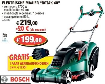 Promoties Elektrische maaier rotak 40 - Bosch - Geldig van 11/04/2012 tot 19/04/2012 bij Hubo