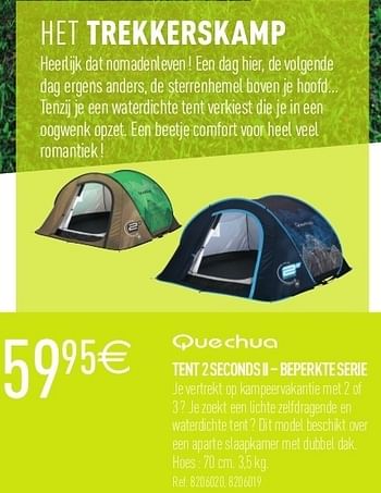 Promoties Tent 2 seconds ii – beperkte serie - Quechua - Geldig van 21/04/2012 tot 12/05/2012 bij Decathlon