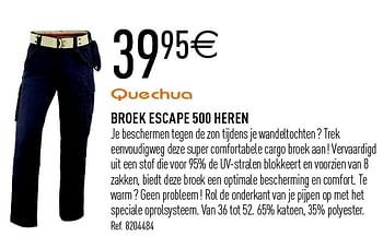 Promoties Broek escape 500 heren - Quechua - Geldig van 21/04/2012 tot 12/05/2012 bij Decathlon