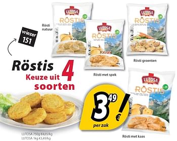 Promoties Röstis keuze uit 4 soorten - Lutosa - Geldig van 24/04/2012 tot 19/05/2012 bij O'Cool