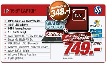 Promoties Hp 15.6 laptop - HP - Geldig van 01/05/2012 tot 31/05/2012 bij Auva