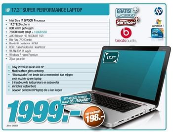 Promoties Hp 17.3 super performance laptop - HP - Geldig van 01/05/2012 tot 31/05/2012 bij Auva