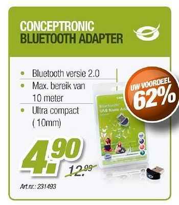 Promoties Conceptronic bluetooth adapter - Conceptronic - Geldig van 01/05/2012 tot 31/05/2012 bij Auva